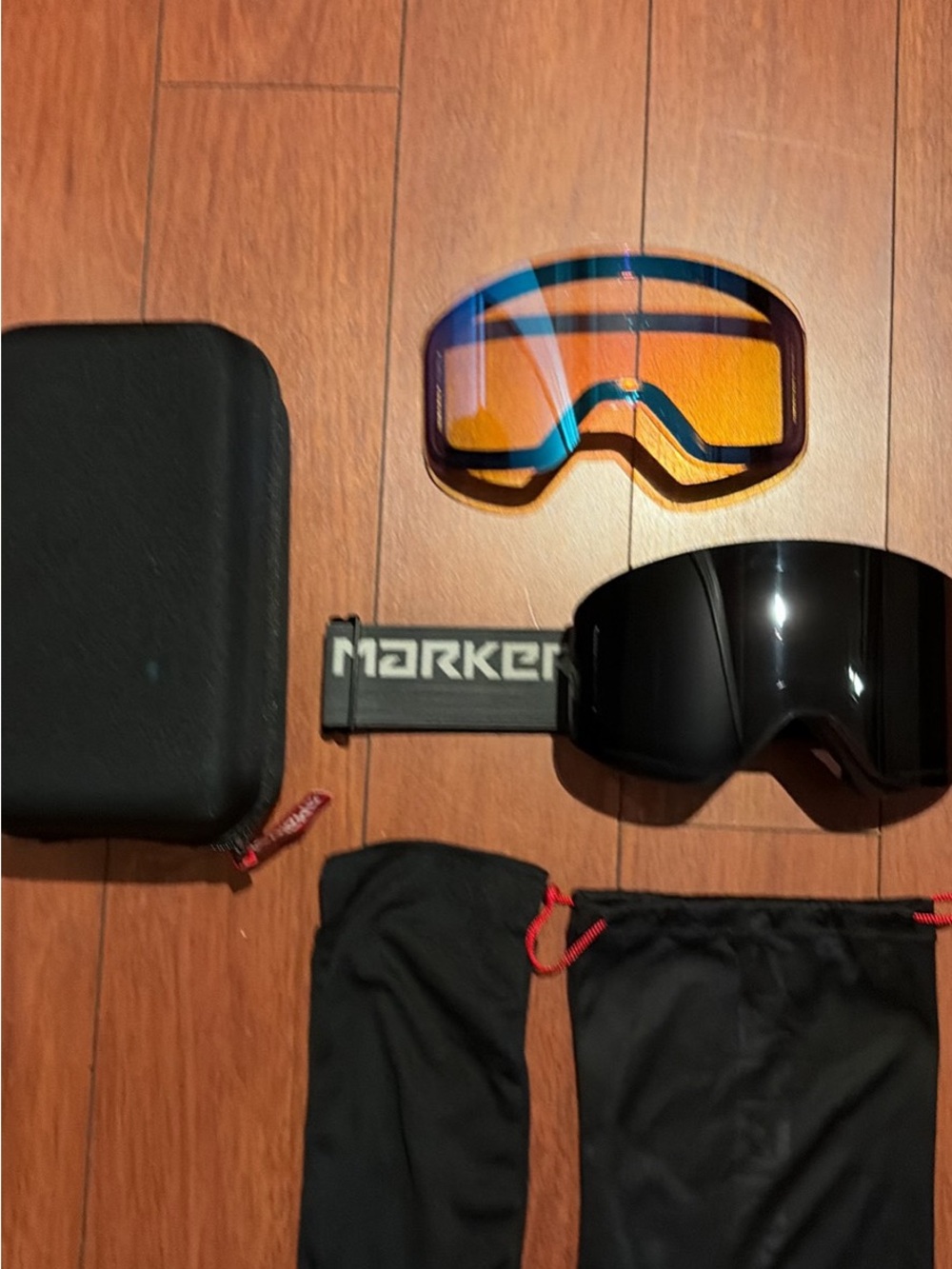 Marker Snow Goggles with Black Frame and Orange Mirror Lens